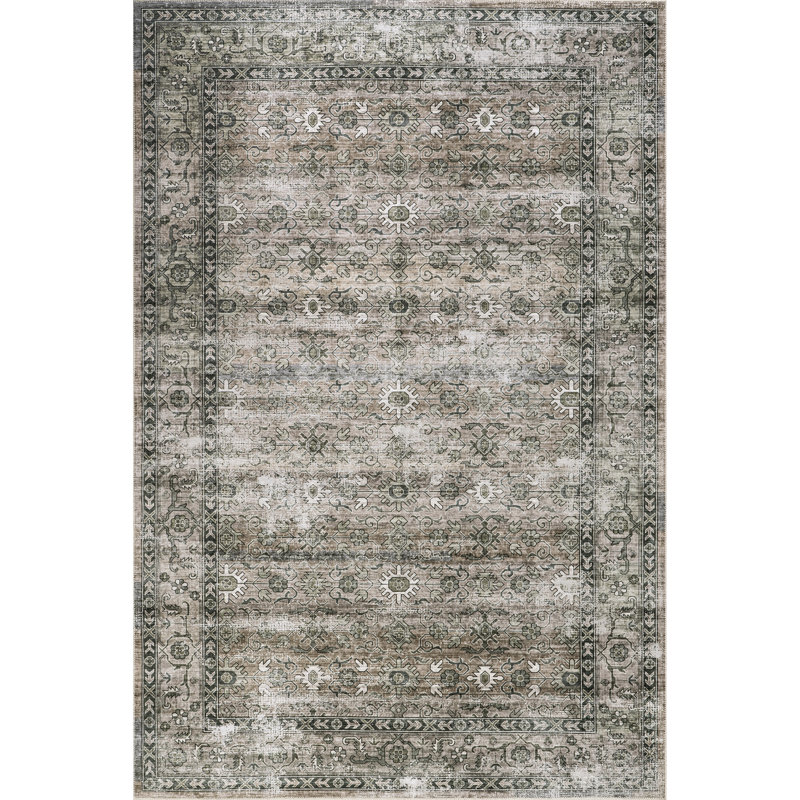 Vegas SplashGuard Medallion Machine Washable Area Rug, Rectangle 6' x 9'