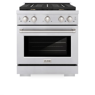 ZLINE 30 in. 4.2 cu. ft. Gas Range with Convection Gas Oven in Stainless Steel with 4 Brass Burners -  SGR-BR-30