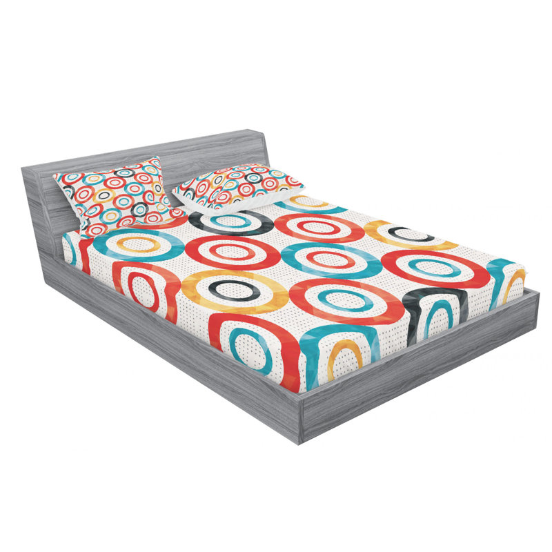 Microfiber Geometric Sheet Set, Full Sheet Set with Fitted Sheet