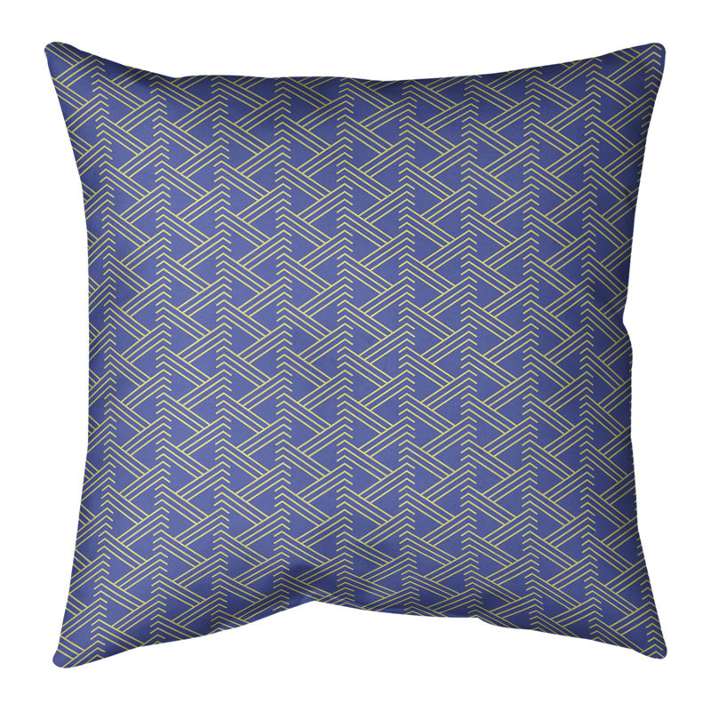 Coussin décoratif moderne noir et blanc Zig Zag, 20 po x 20 po, Double/bleu/jaune, Faux Suède