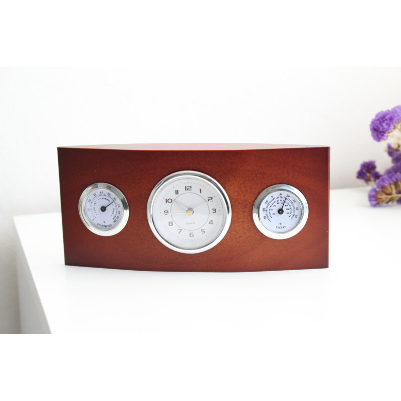 Analogue Wood Quartz Movement / Crystal Tabletop Clock Brown Wood