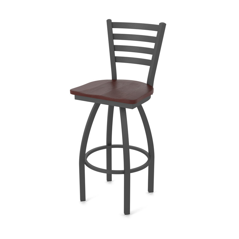 Tabouret pivotant Jackie, Bois - Chêne cerisier foncé, Étain, Très grand (siège d'une hauteur de 36 po)