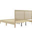 Lit plateforme en bois massif avec un design Mid-Century, ton naturel, tête de lit tissée, structure, lattes, supportant jusqu'à 800 livres, convient à différents styles de chambre à coucher, finition, densité de caoutchouc faible