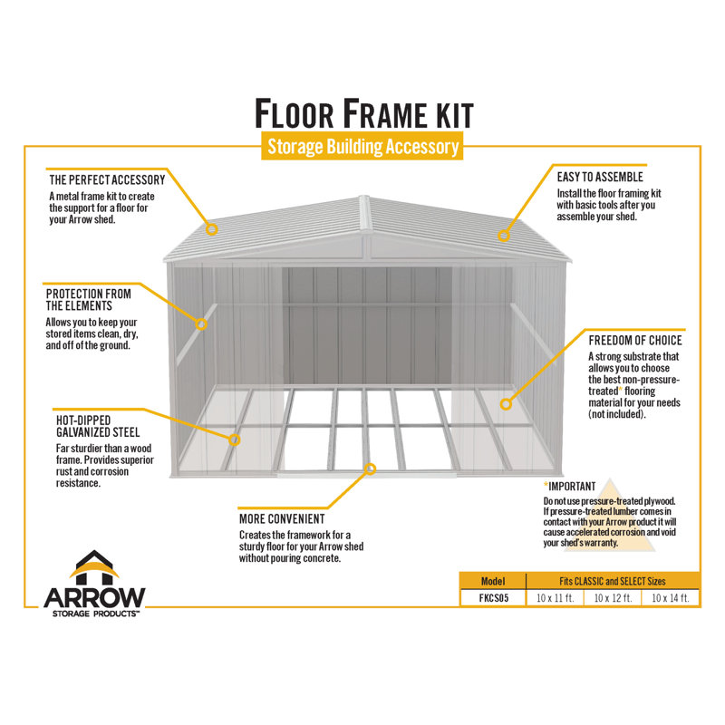 Floor Frame Kit For Classic Sheds 5X4, 6X4, 6X5 Ft. And Select Steel Storage Shed Sheds 6X4 And 6X5 Ft.