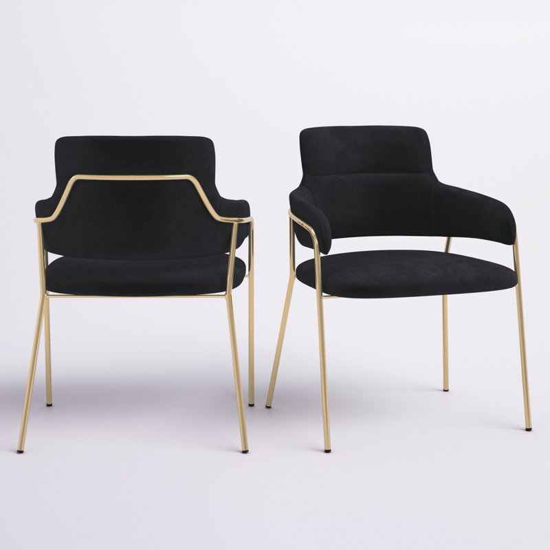 18.25'' H Velvet Upholstered Armchair, Black