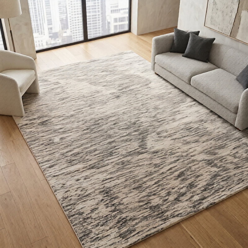 Tapis ivoire crocheté à la main Chappelka, Rectangle 5 pi x 7 pi 6 po