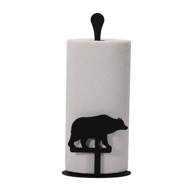 Millwood Pines Cast Iron Brown Rustic Forest Woodland Bear Lodge  Freestanding Weighted Base Paper Towel Holder