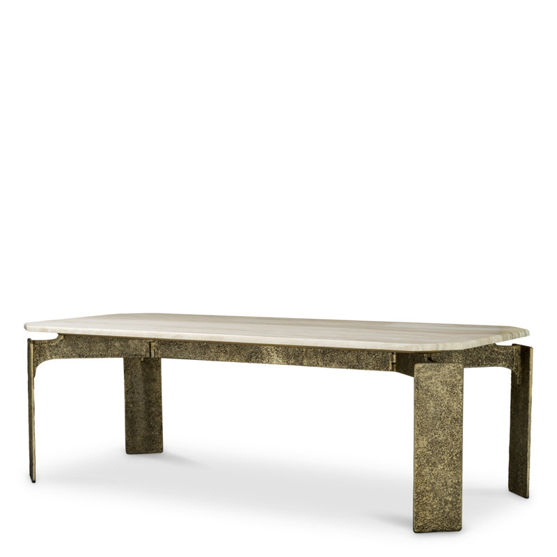 Dining Table Bodega Round Antique Brass Finish, 30.12" H x 90.55" W x 39.37" D