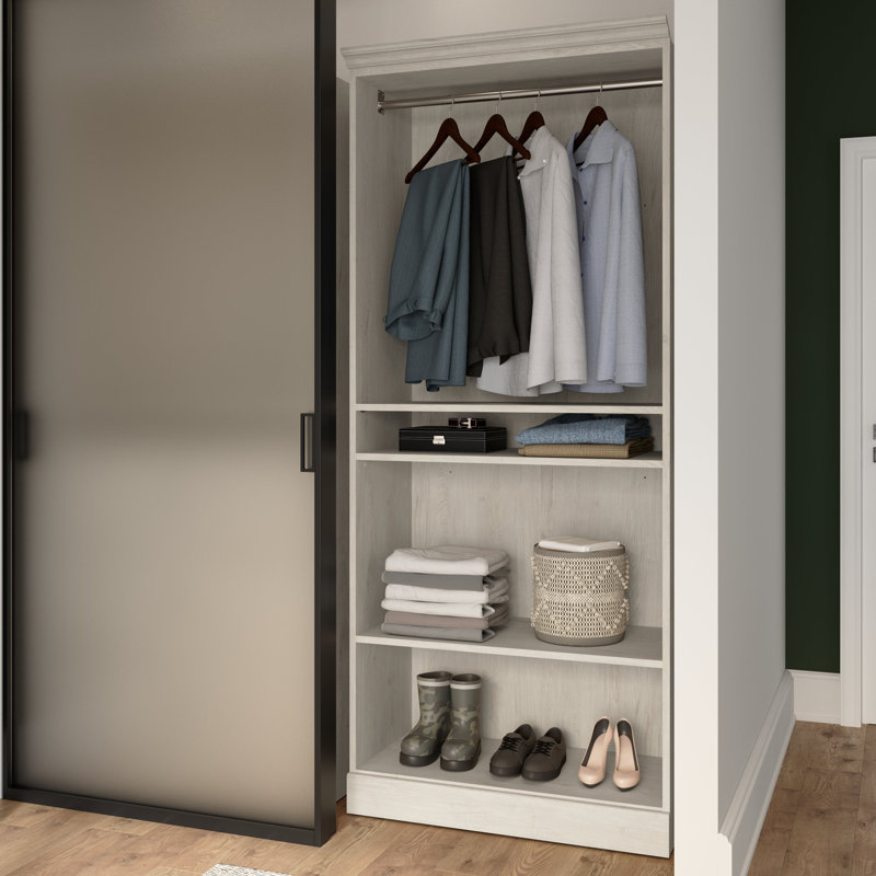 Alvaretta 36"W Closet System Reach-In Tower, Linen White Oak