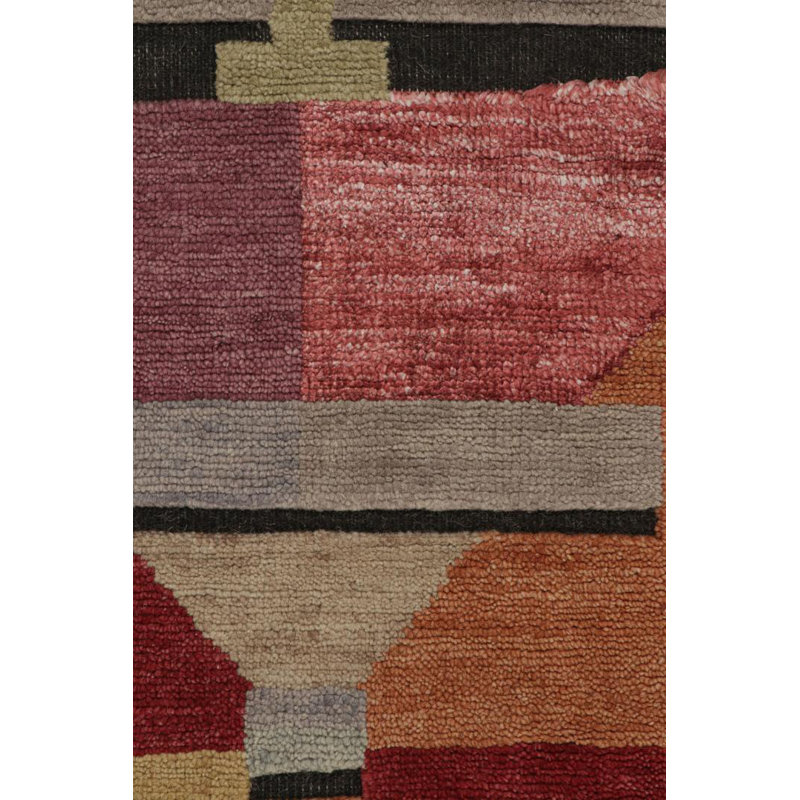 Scandinavian Hand Knotted Geometric Area Rug, Rectangle 10' x 14'