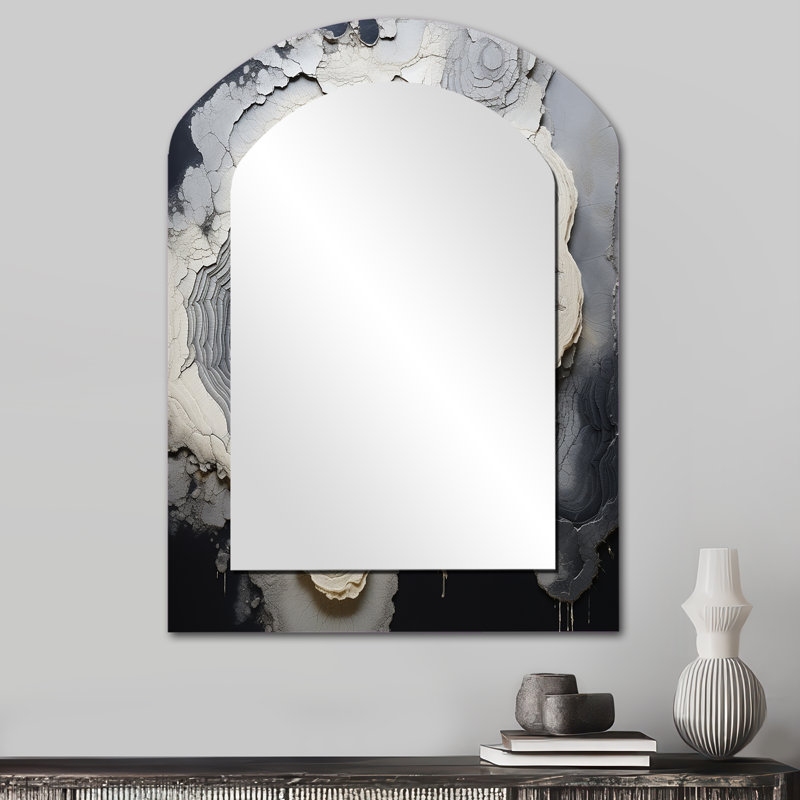 Gris gris Geode Minimalisme II - miroir mural asymétrique unique en pierre spirituelle, 34 po x 25 po