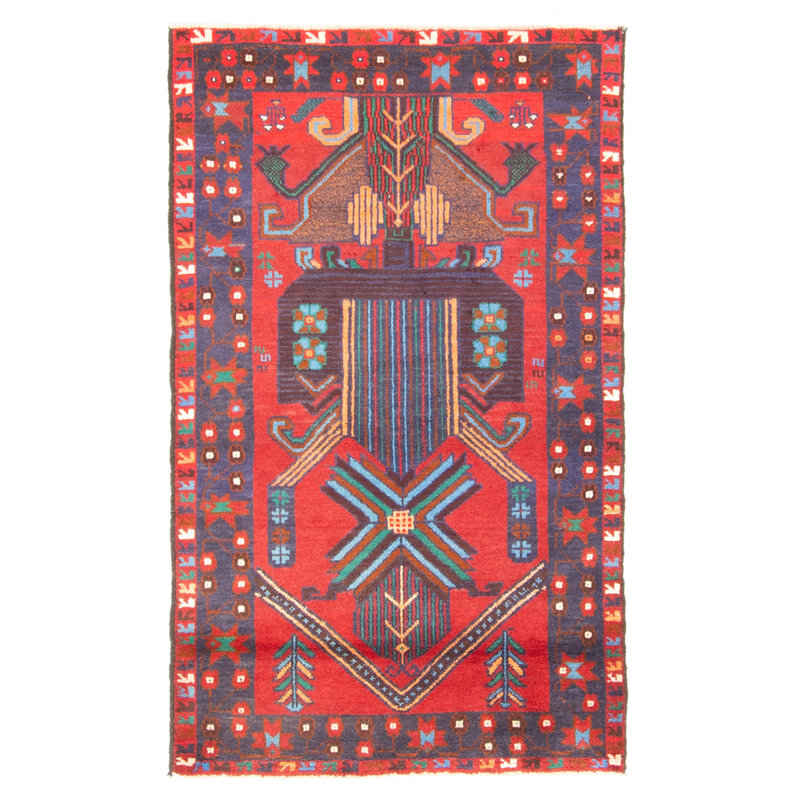 Tapis rouge Teimani 2 pi 8 po x 4 pi 6 po