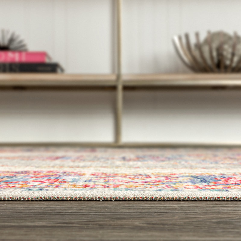 Stites Medallion Fuchsia/Mustard/Indigo Rug, Rectangle 3' x 5'
