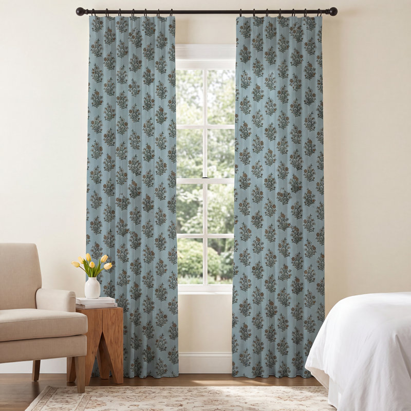 96" Inverted Pleat Double Lining Block Print