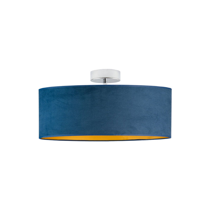 Lincy Fabric Flush Mount, Siver, Navy/Gold