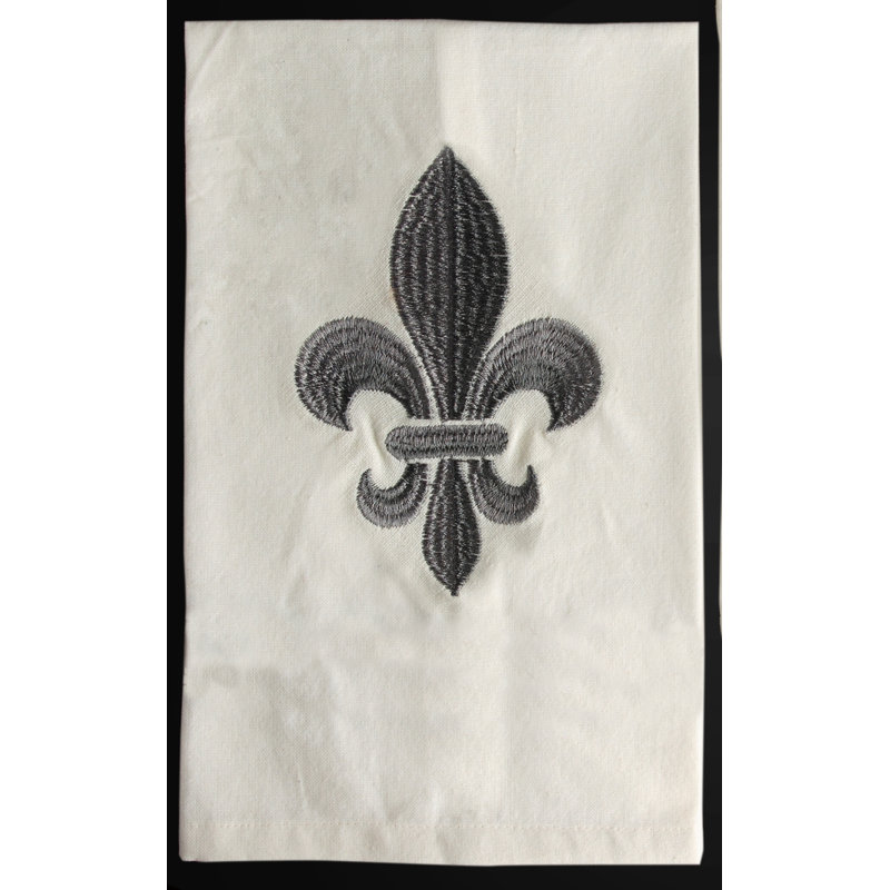 Cotton Embroidered Tea Towel Kitchen Towel, Gray