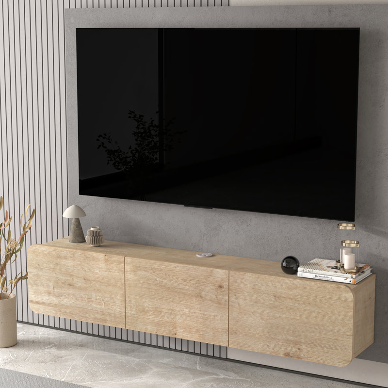 Bertice TV Stand for TVs up to 78", Natural Wood