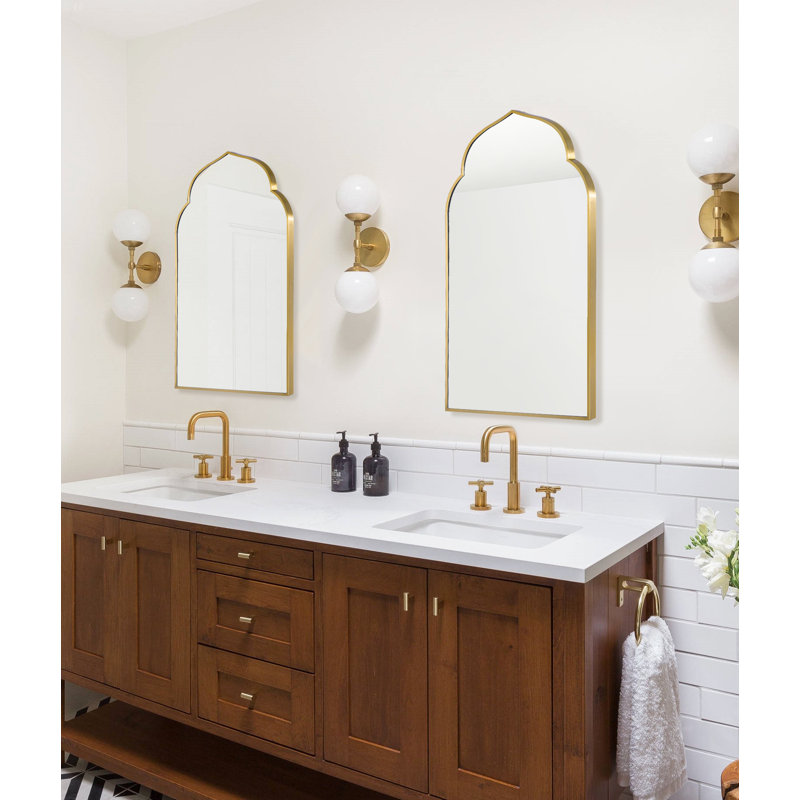 Kylemore Metal Flat Wall Mirror, Satin Brass