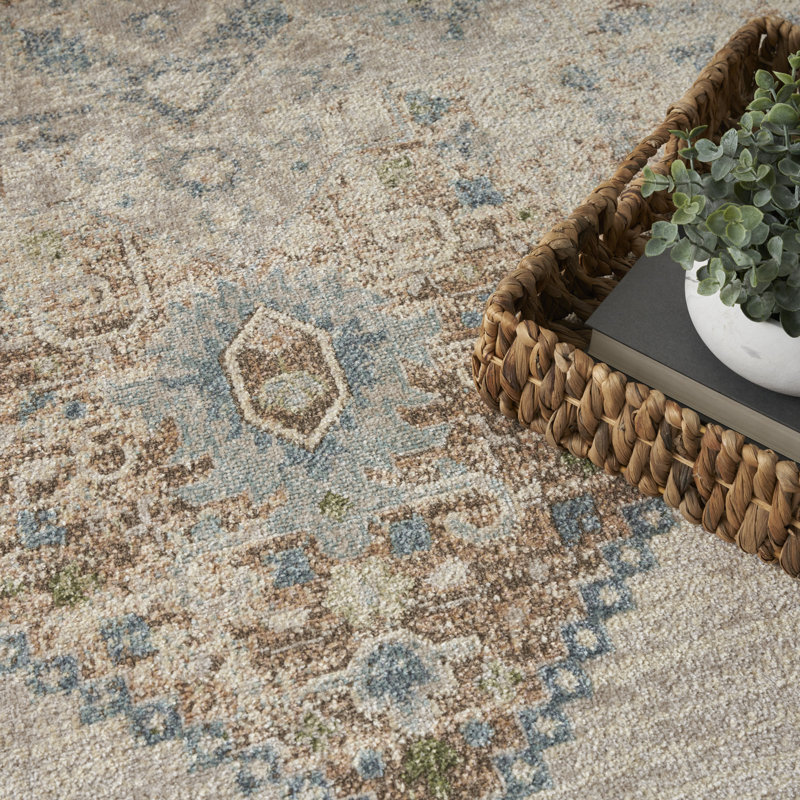 Haydel Machine Washable Area Rug in Ivory, Rectangle 7'10" x 10'