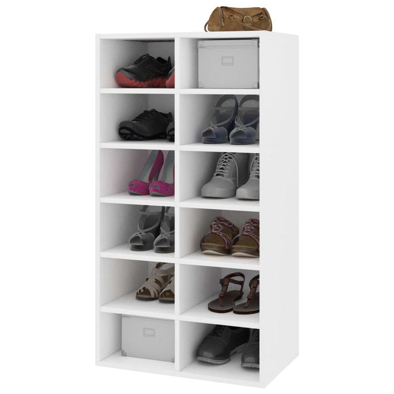 12 Pair Shoe Rack, White
