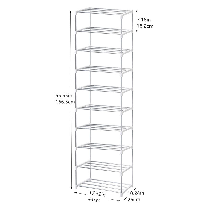 Stackable Shoe Rack For Entryway, Hallway, And Closet - Space-Saving Storage And Organization Solution, Stainless Steel/White