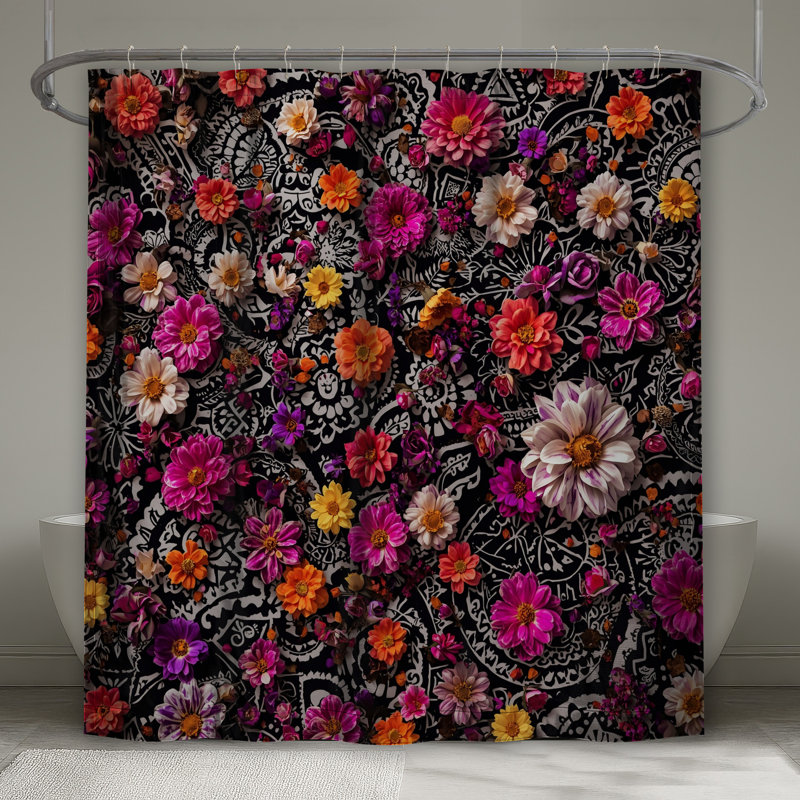 Rideaux de douche colorés à motif floral, L 70 po x H 72 po