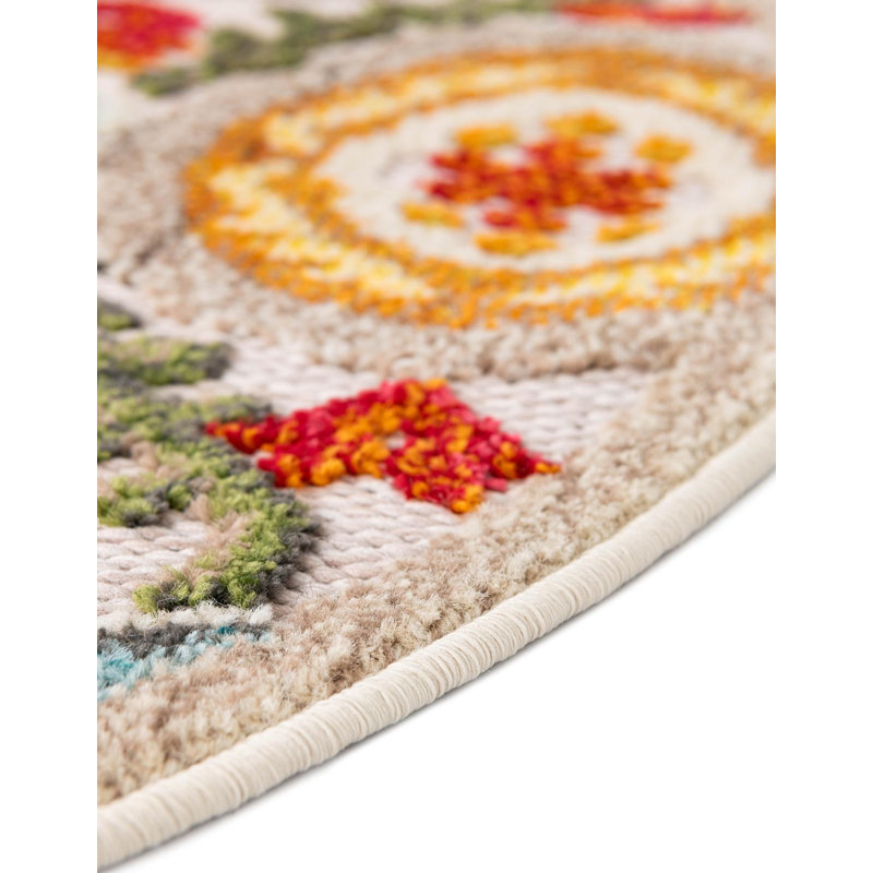 Bungalow Rose Oualida Caimin Indoor/Outdoor Area Rug, Round 7'10"