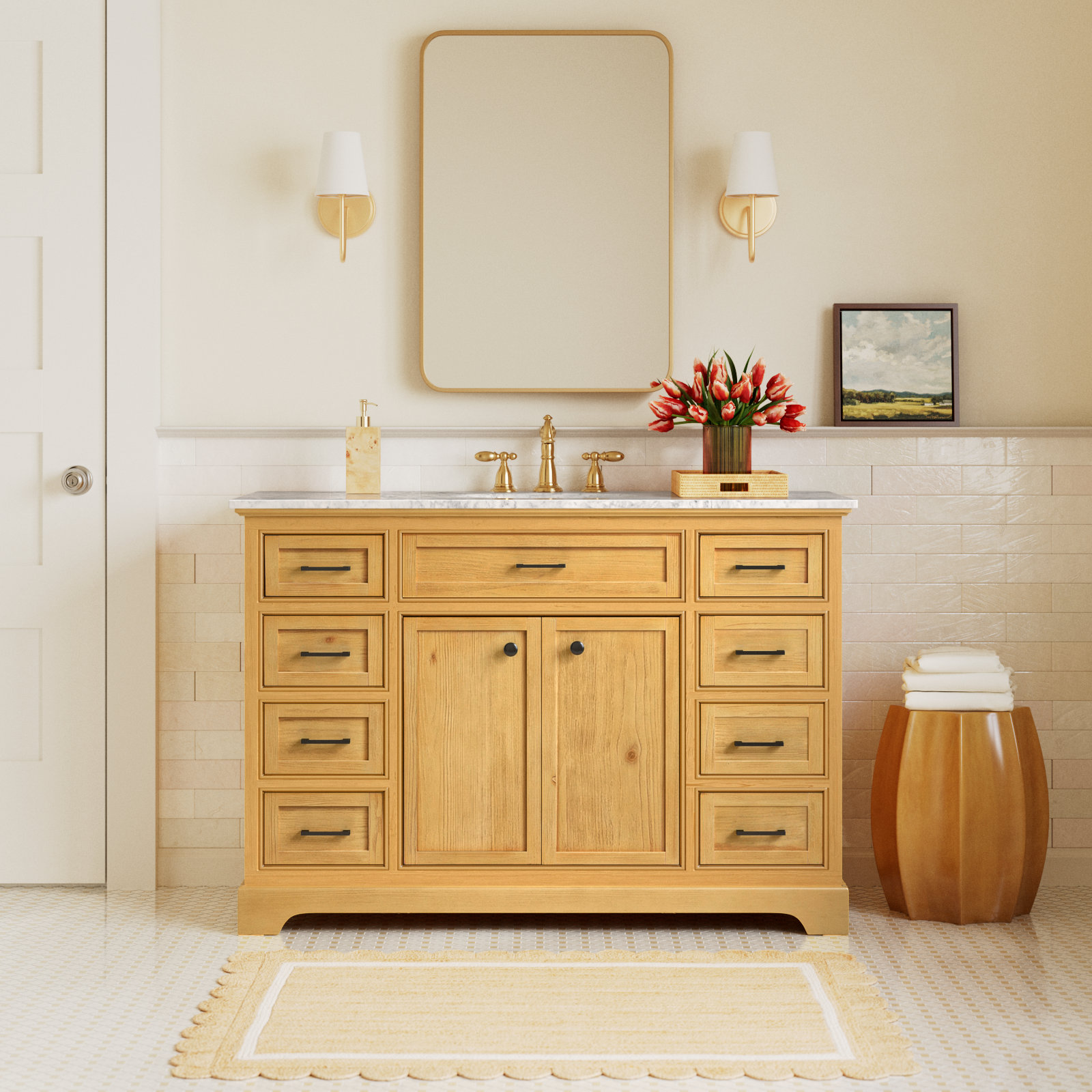 Hermes 48'' Single Bathroom Vanity, Light Brown