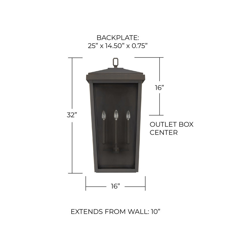 Lanterne murale d'extérieur 3 lumières Maghull, H 32 po x l 16 po x p 10 po, Bronze huilé