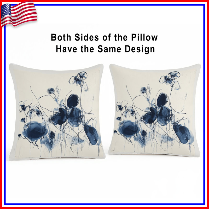 Floral Throw Pillow, Abstract Double Sided Pillows, 18 x 18 inches