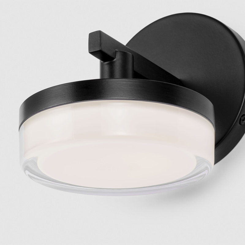 Sean Lavin Khan Bathroom Bedroom Wall Fixture With Silk Screen White Inside Clear Outside Shade, Aged Iron, 1 Light