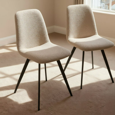 Symerton 50cm H Tufted Fabric Upholstered Metal Side Chair in Beige