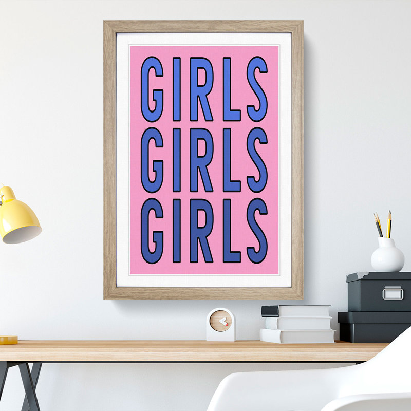 Girls - Picture Frame Typography, Oak Framed, 36cm H x 27cm W x 2cm D