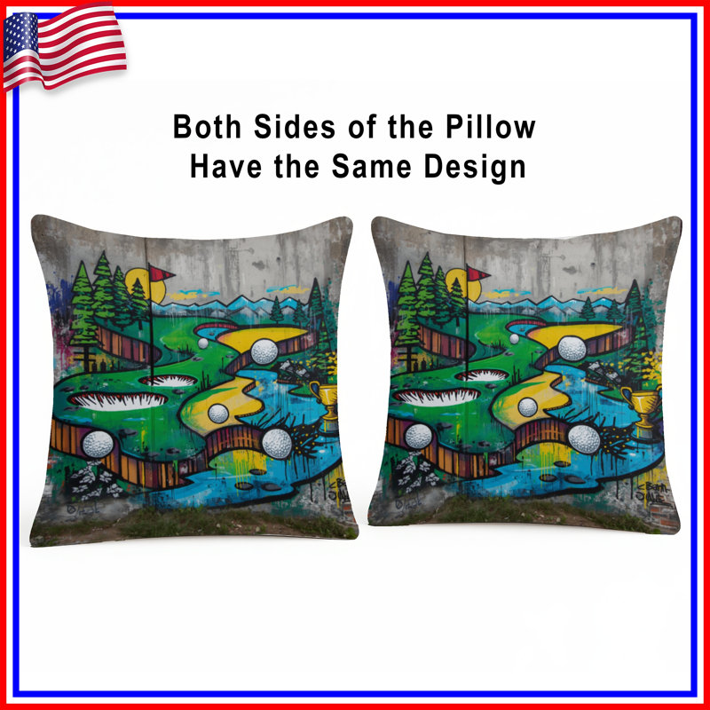 Golf Course Graffiti Double Sided Throw Pillows, 26 x 26 inches