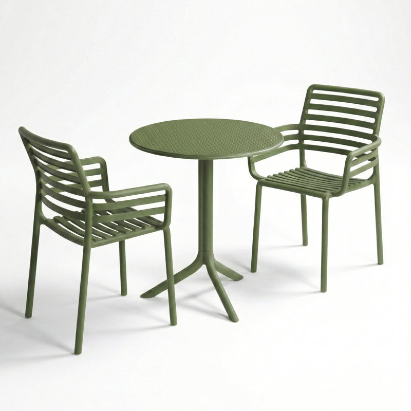 2 - Person Patio Dining Set with Round Table, Green