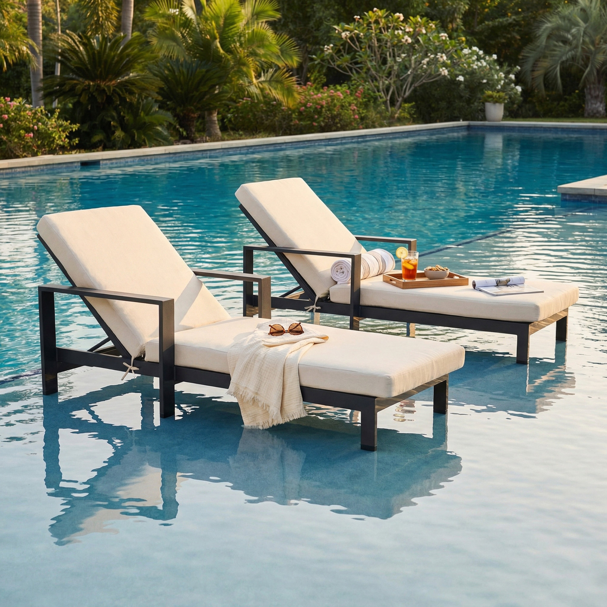 Aden Aluminum Outdoor Chaise Lounge (set Of 2)