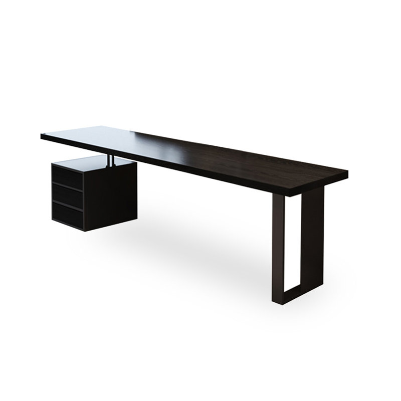 Bureau rectangulaire rétro en bois massif avec 3 tiroirs, H 29,53 po x l 62,99 po x P 23,62 po, Retour à gauche