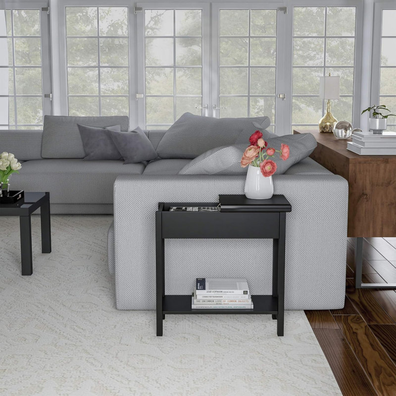 22.75-inch American Style Simple Square Storage Flip Table (black)