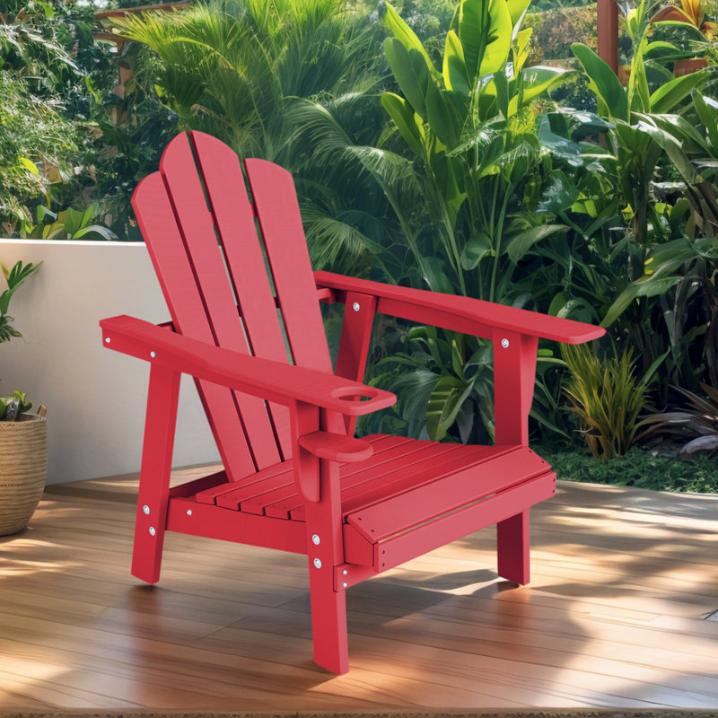 Chaise Adirondack en plastique PEHD résistant aux intempéries Devito, Rouge