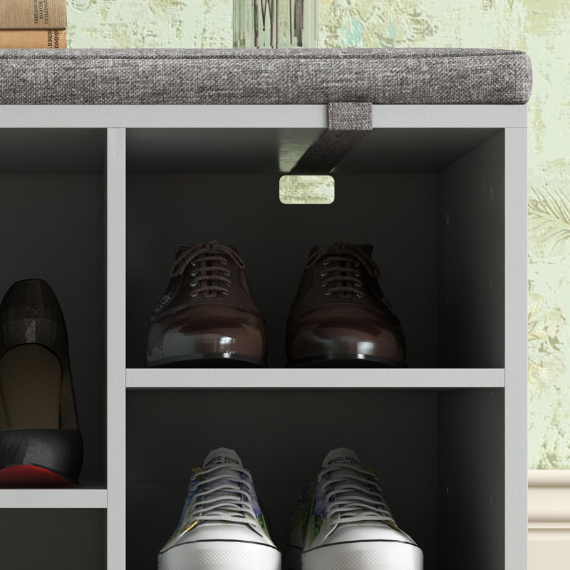 Banc de rangement pour chaussures 5 paires, Blanc / gris