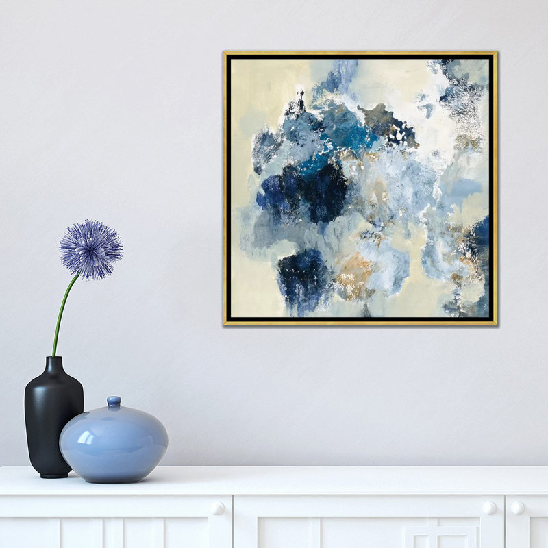 «Indigo» par Silvia Vassileva - impression, H 18 po x l 18 po x P 1,5 po, Toile encadrée d'or, Pas de tapis