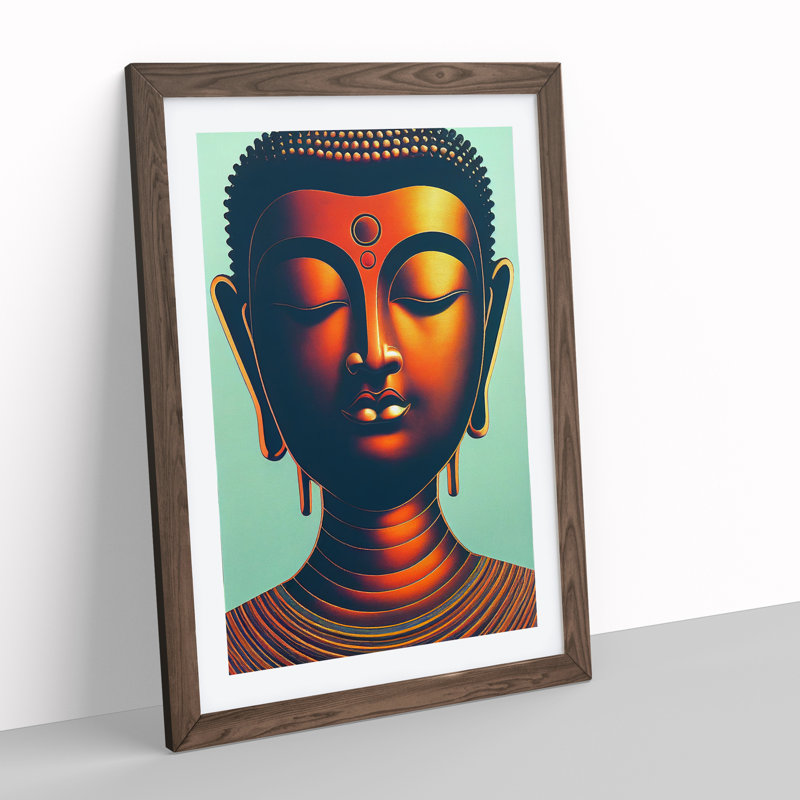 Enigmatic Buddha - Single Picture Frame Print, 46cm H x 34cm W, Walnut
