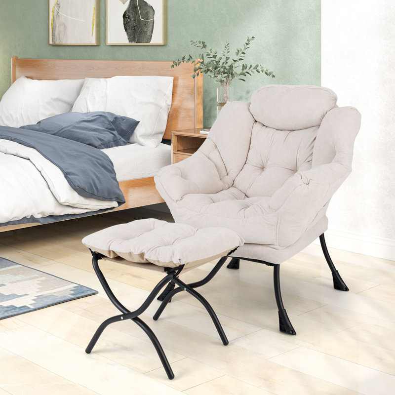 Upholstered With Footstool Lounge Chair