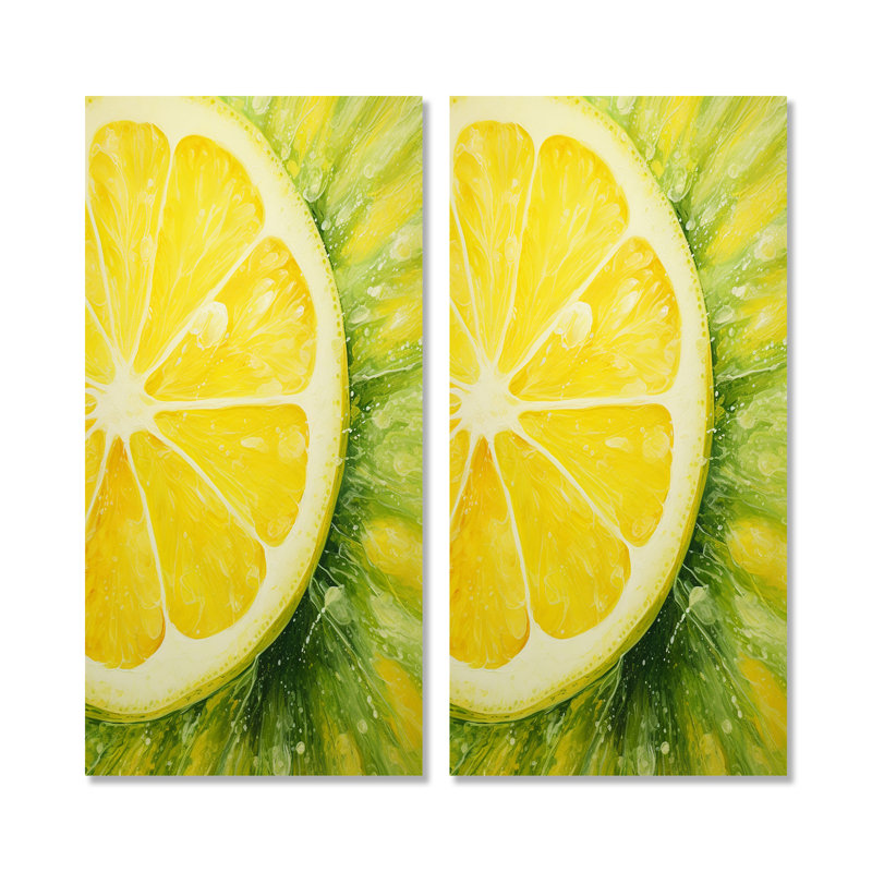 Zeste de citron zeste - fruits, ensemble de 2 impressions sur toile, H 28 po x l 25 po, Toile tendue