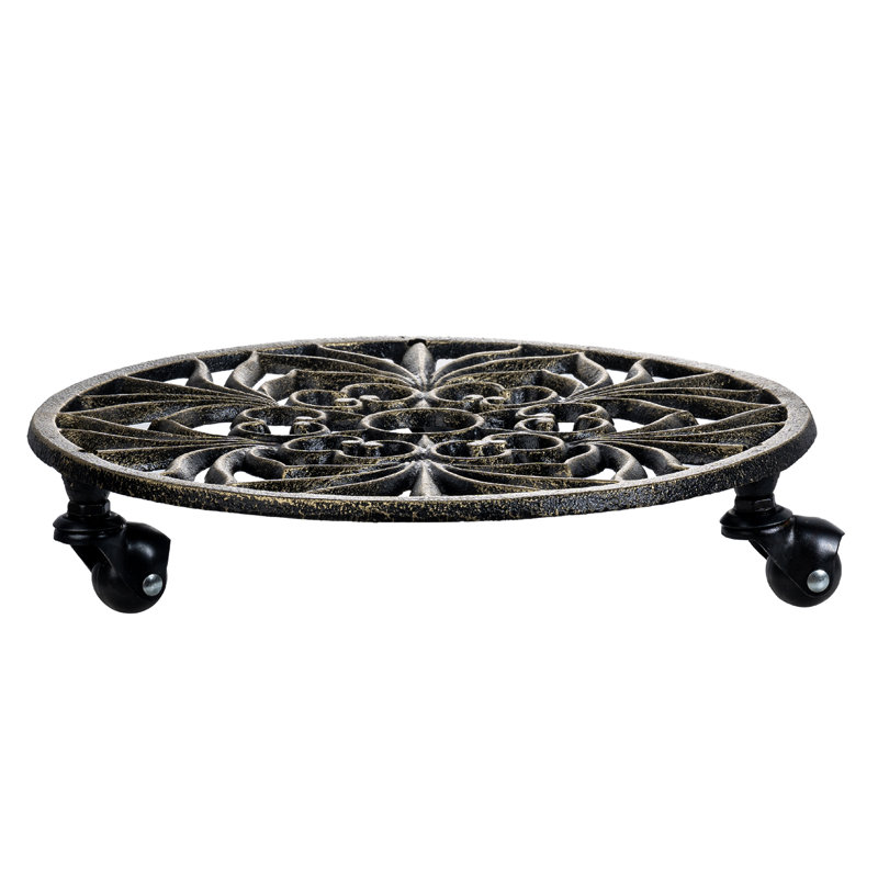 Cast Iron Metal Roller Plant Stand Caddy