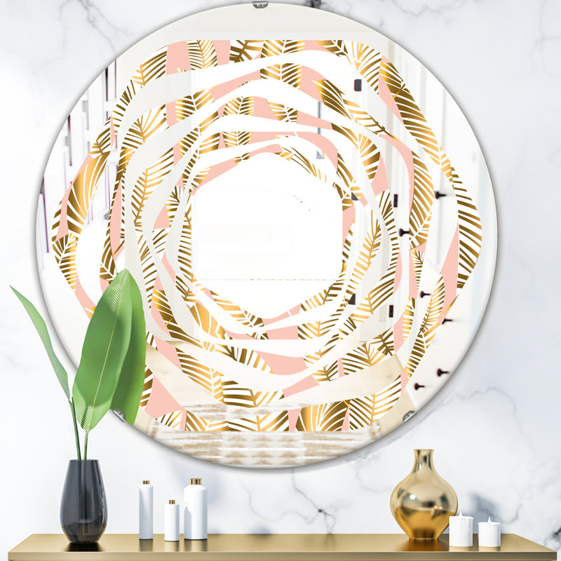 Miroir mural Coastal, 31,5 po x 31,5 po, Tourbillon de feuilles de palmier I