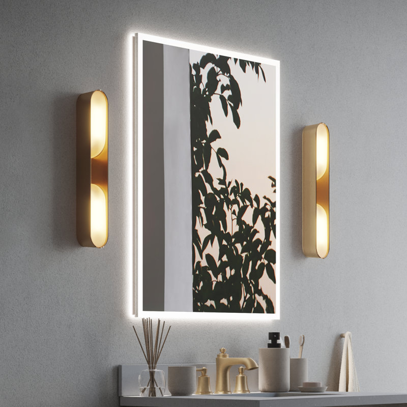 Miroir lumineux Aura avec désembueur, gradateur intégré et luminosité réglable, Carrée, Horizontale et verticale