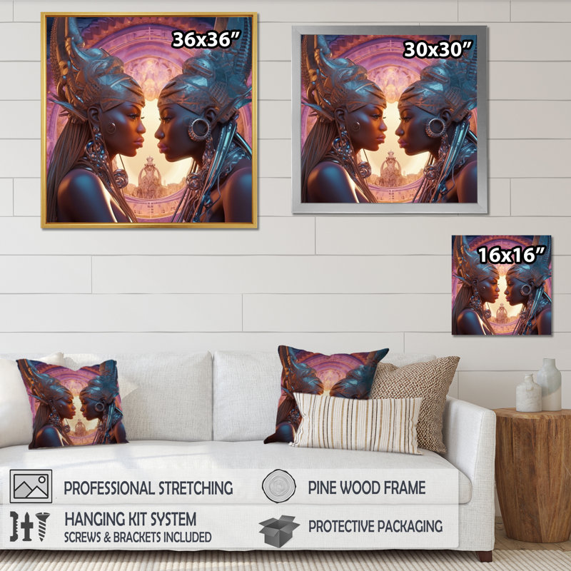 Divine Love Cosmic Lovers, Cadre simple noir, H 36 po x l 36 po x P 1,5 po