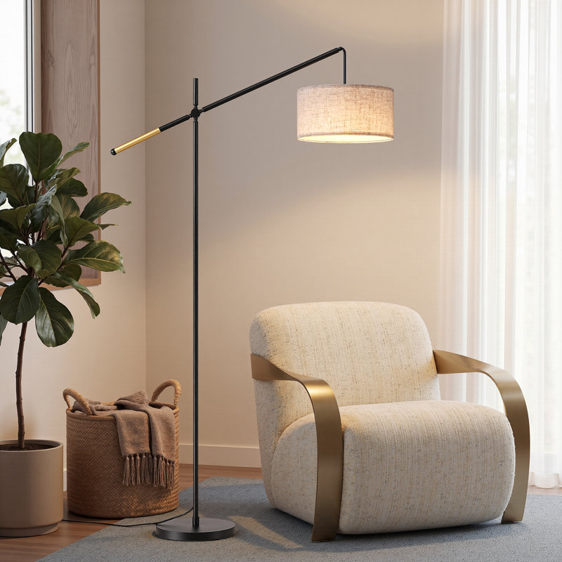 Lampe sur pied 67 po à bras articulé noir