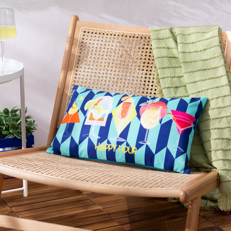 Indoor / Outdoor Blue Rectangular Cushion Cover